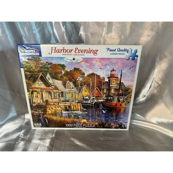 White Mountain "Harbor Evening" 1000 Piece Jigsaw Puzzle COMPLETE - Picture 1 of 6